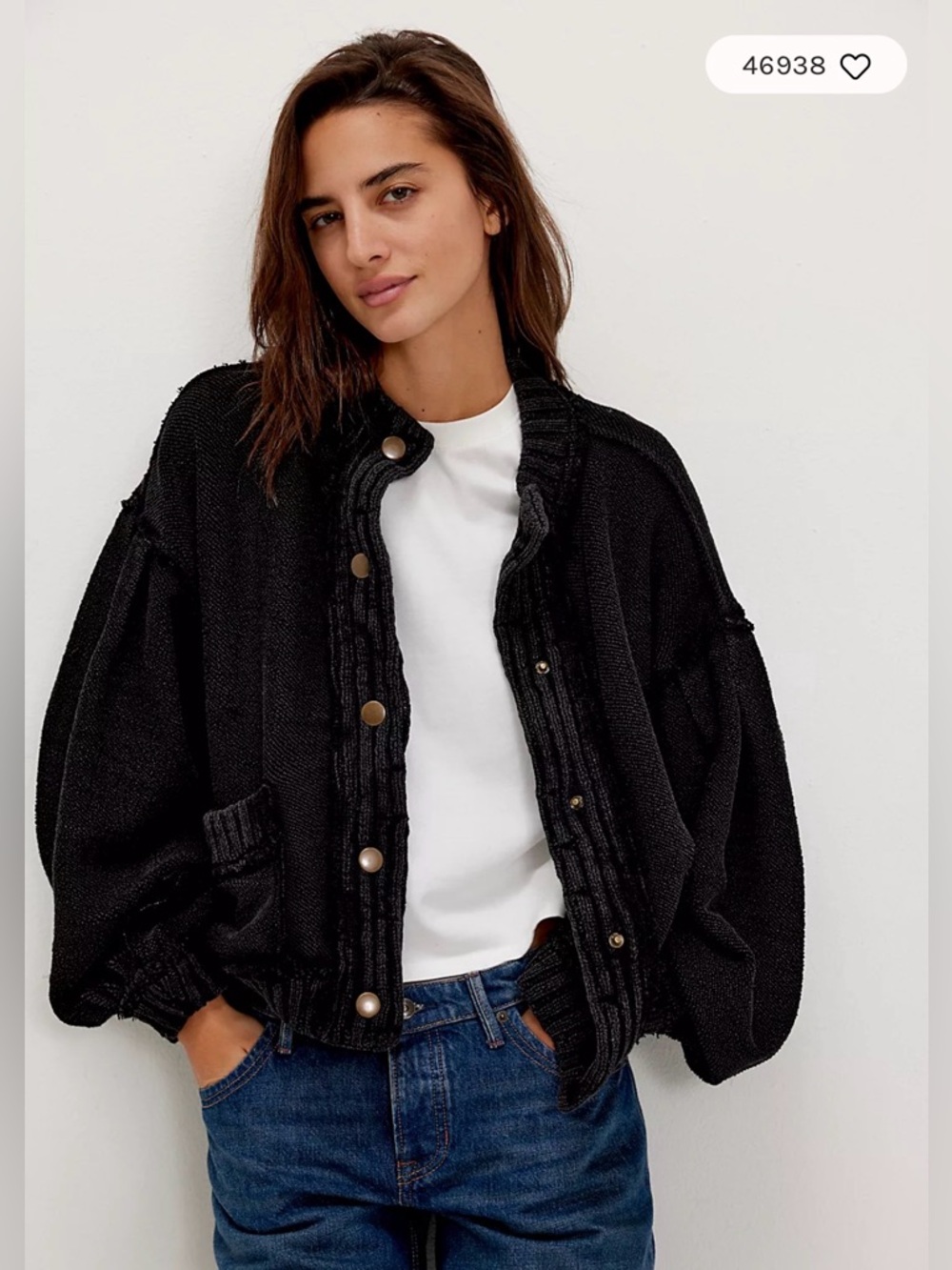 Free People We The Free Cute In This Cardi. NWT. Black - Picture 4 of 7